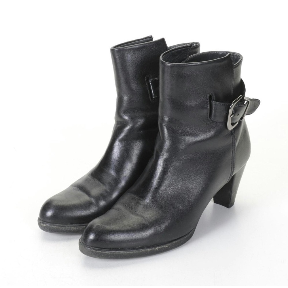 Stuart Weitzman Black Leather Buckle Ankle Booties Womens 6 M Spain OW88598‎